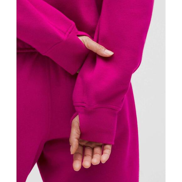 Lululemon Hoodie Women M/L Scuba Oversized Half Zip Ripened Raspberry Cropped - Picture 5 of 16